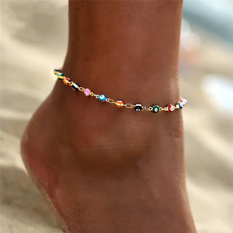 Fashion Colorful Crystal Beads Drop Anklets for Women