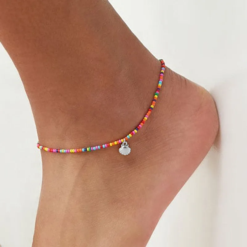 Fashion Colorful Crystal Beads Drop Anklets for Women