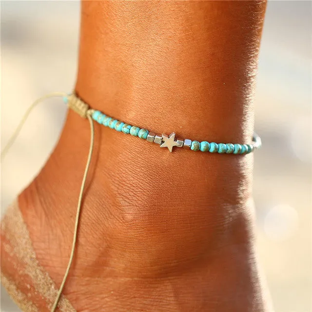 Fashion Colorful Crystal Beads Drop Anklets for Women