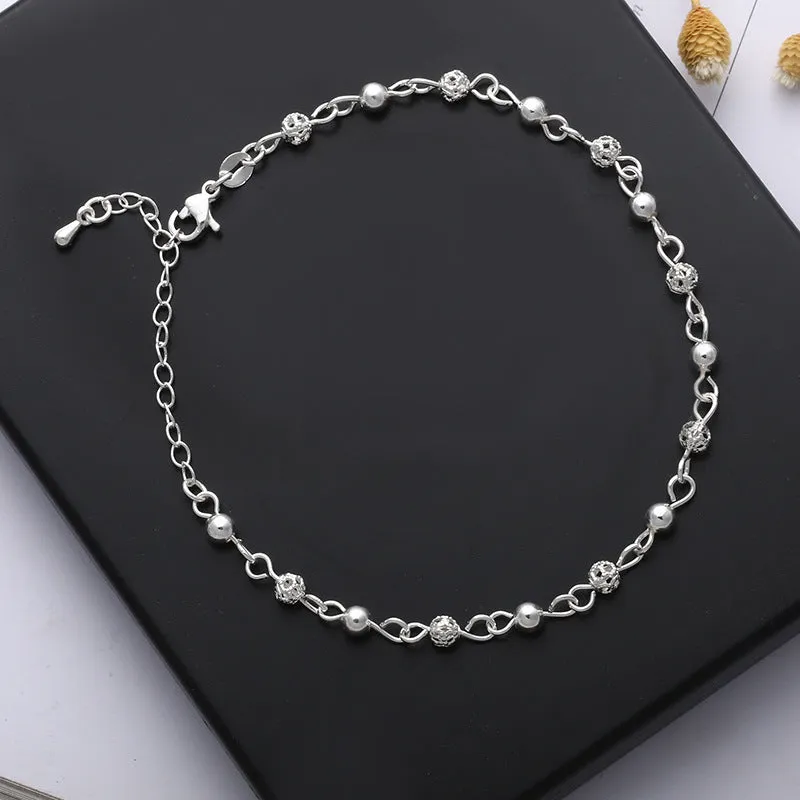 Frosted Bead Hollow Ankle Jewelry