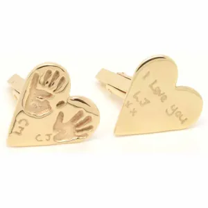 Gold Heart Handprint Cufflinks
