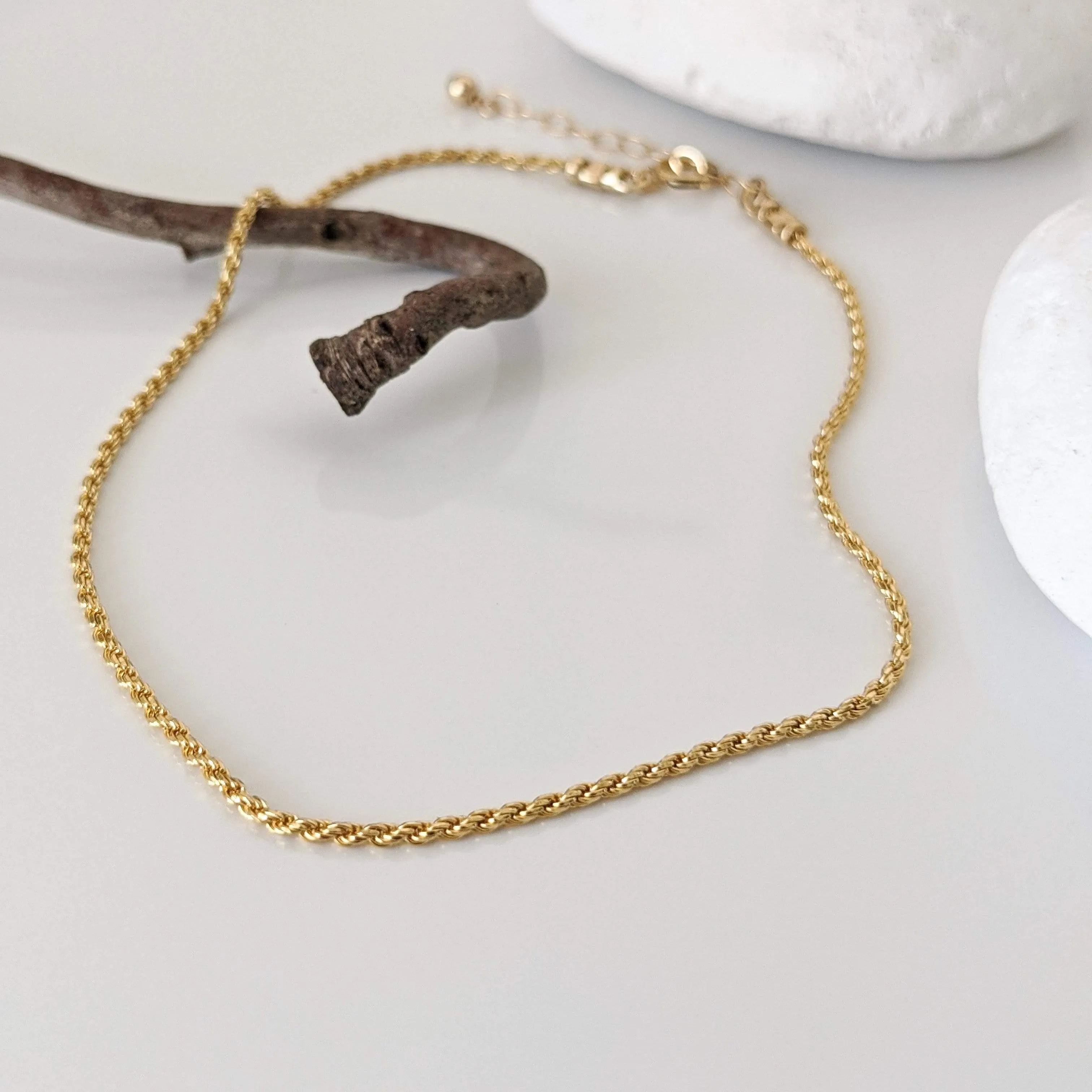 Gold Rope Chain Anklet for Women, Summer Dainty Bohemian Style Gold Ankle Bracelet