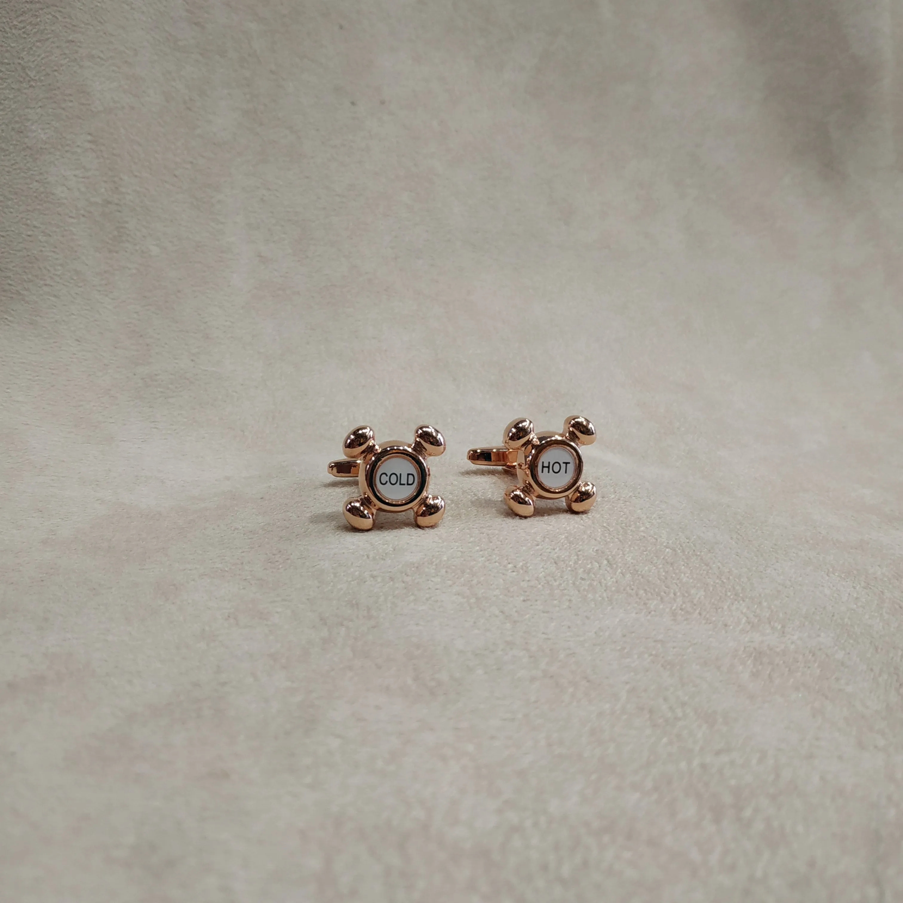 Hot Cold Water Tap Cufflinks Gold plated