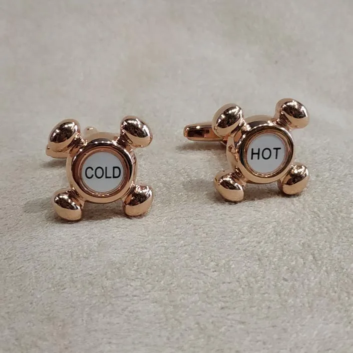 Hot Cold Water Tap Cufflinks Gold plated