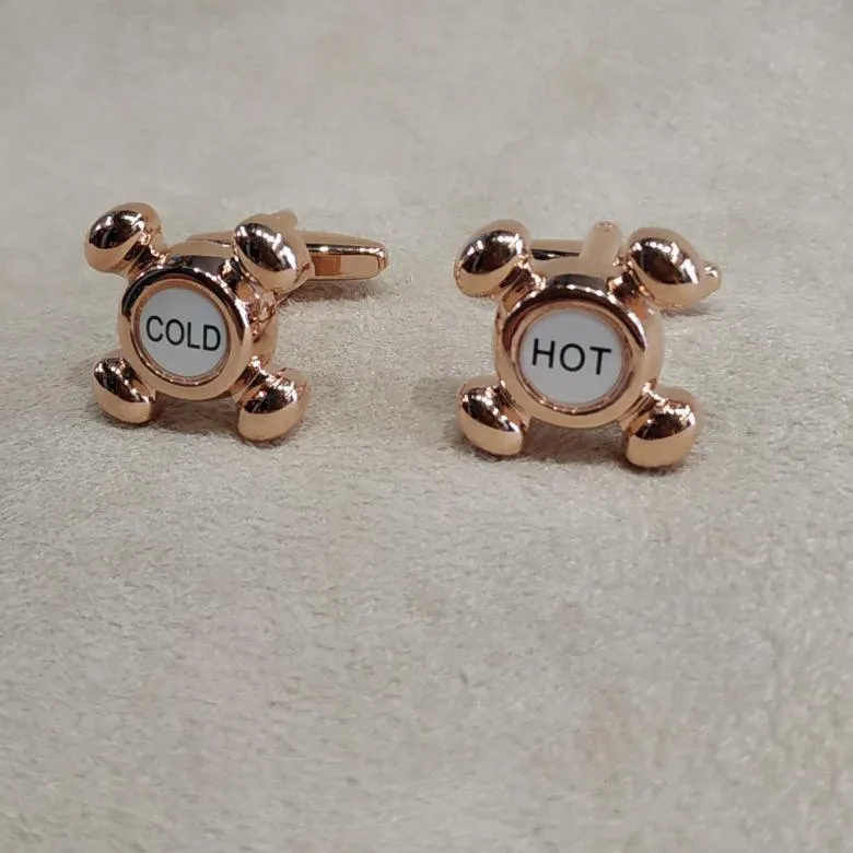 Hot Cold Water Tap Cufflinks Gold plated