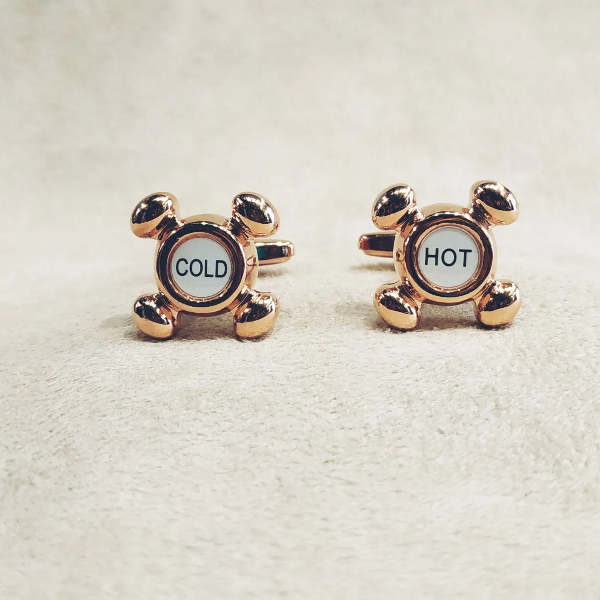 Hot Cold Water Tap Cufflinks Gold plated