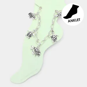 iLLASPARKZ Antique Metal Turtle Charm Station Anklet