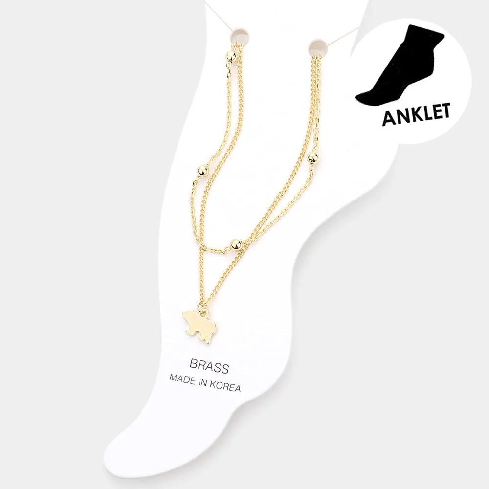 iLLASPARKZ Brass Metal Polar Bear Charm Double Layered Anklet