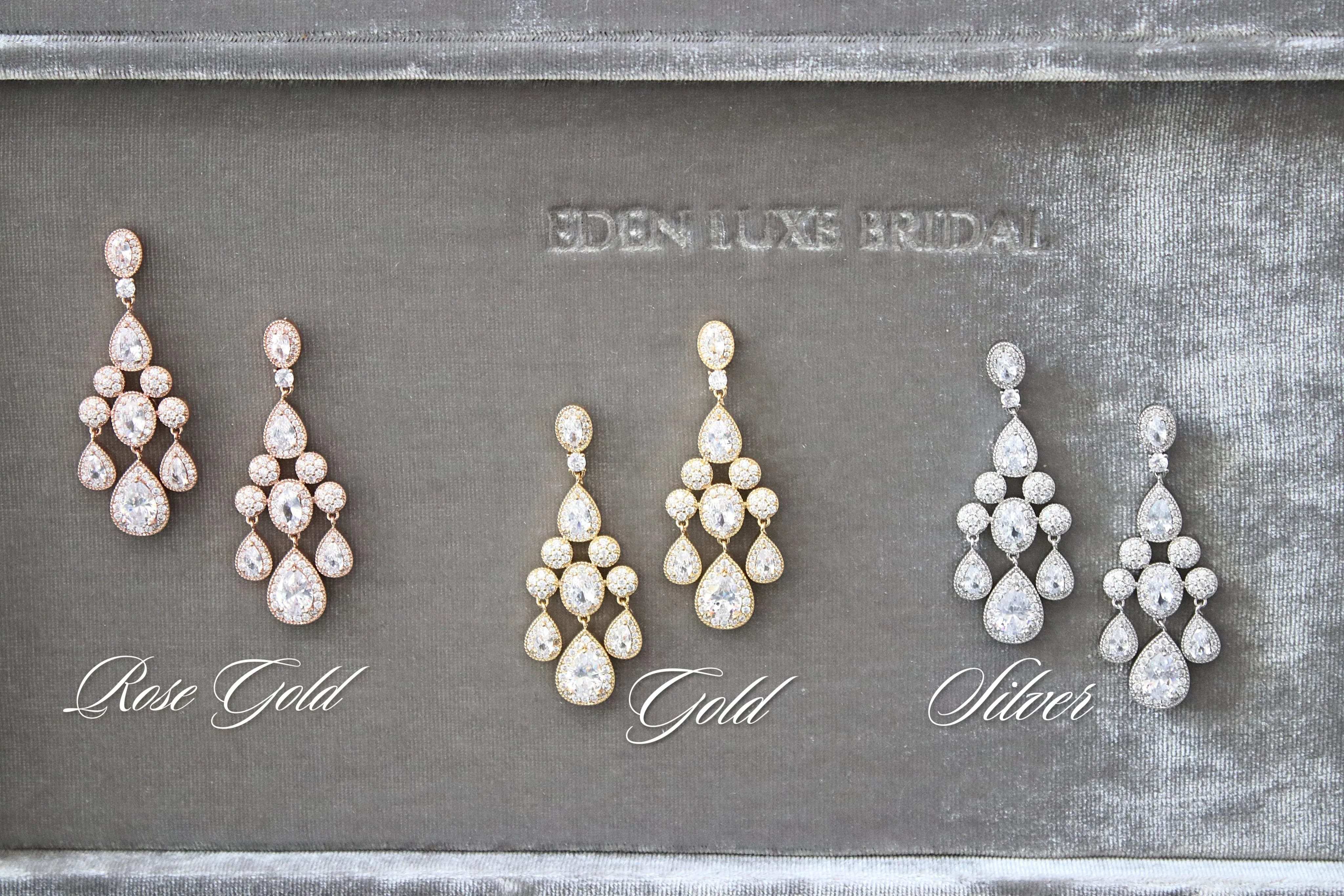 ISABELLA Silver Bridal Chandelier Earrings