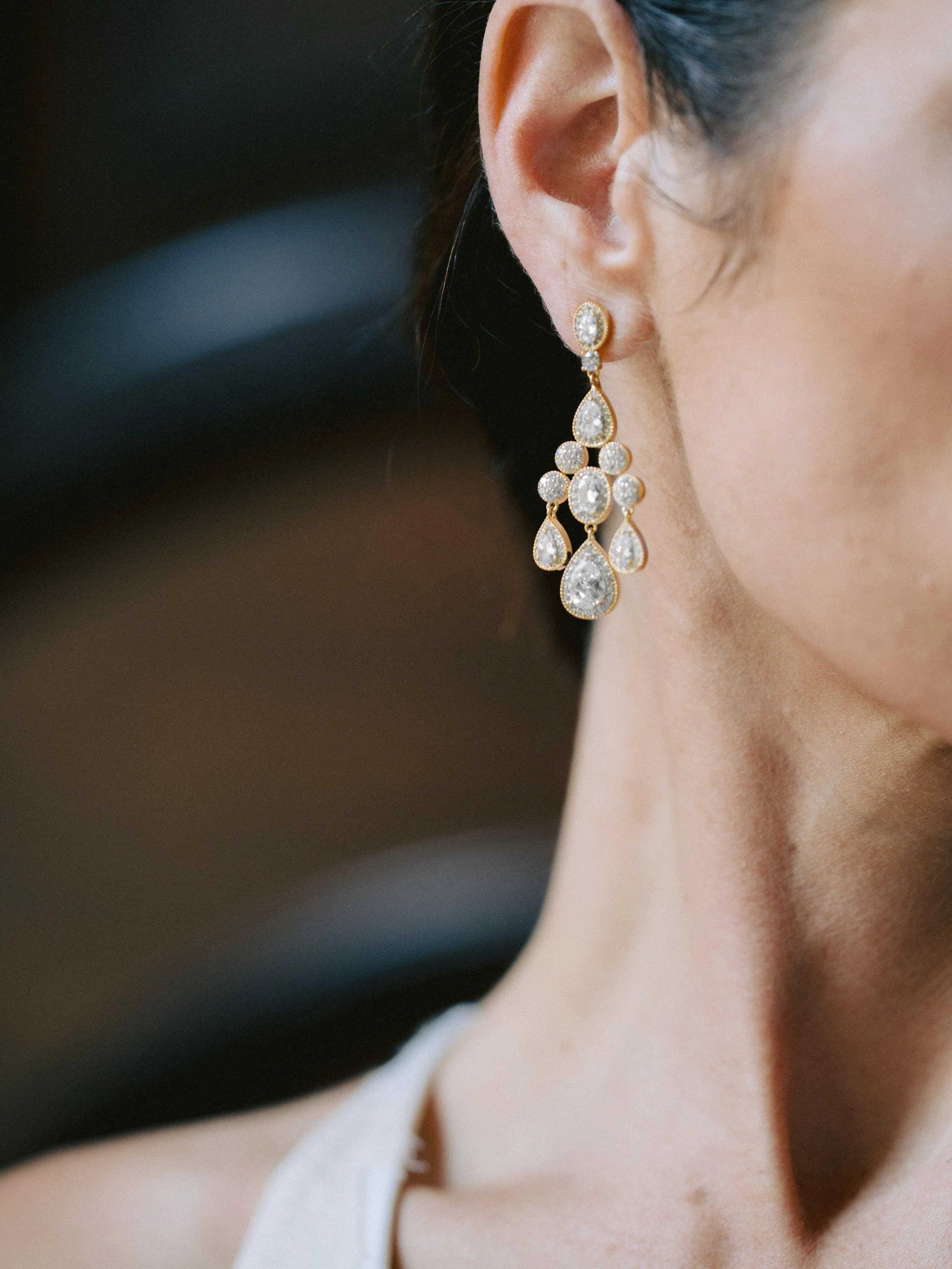 ISABELLA Silver Bridal Chandelier Earrings