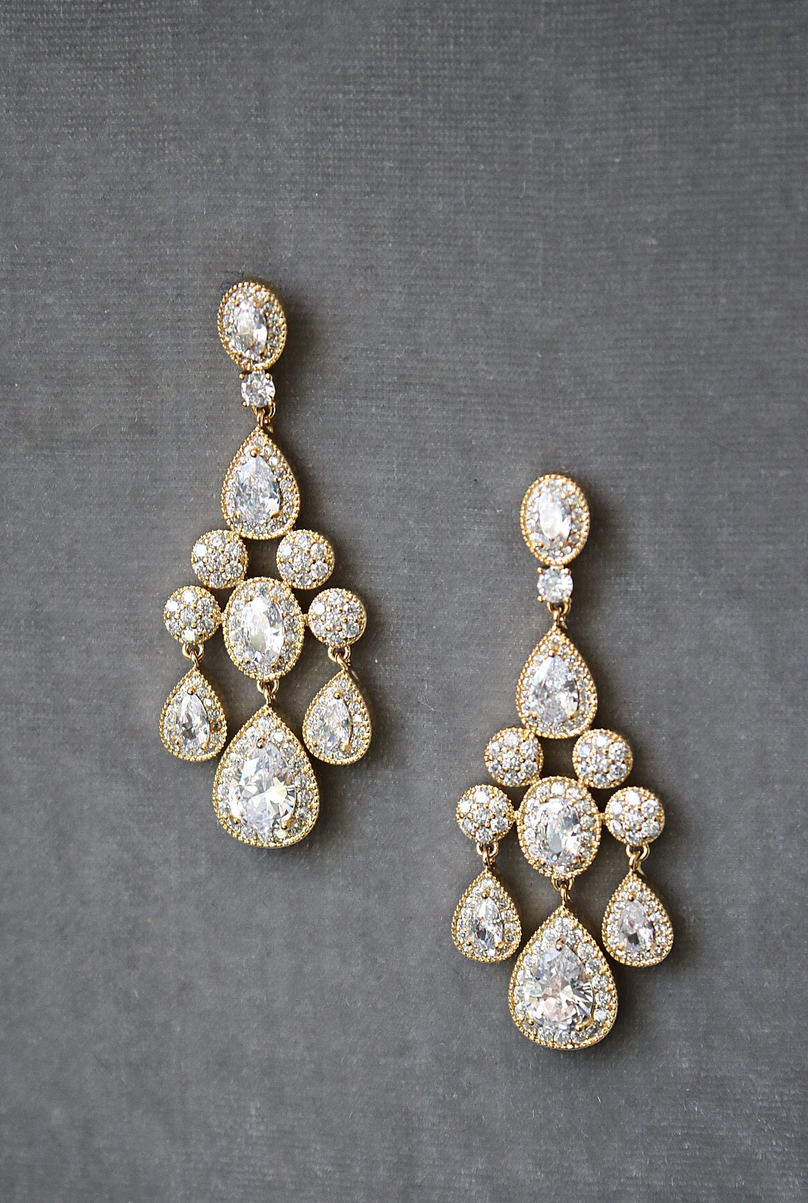 ISABELLA Silver Bridal Chandelier Earrings