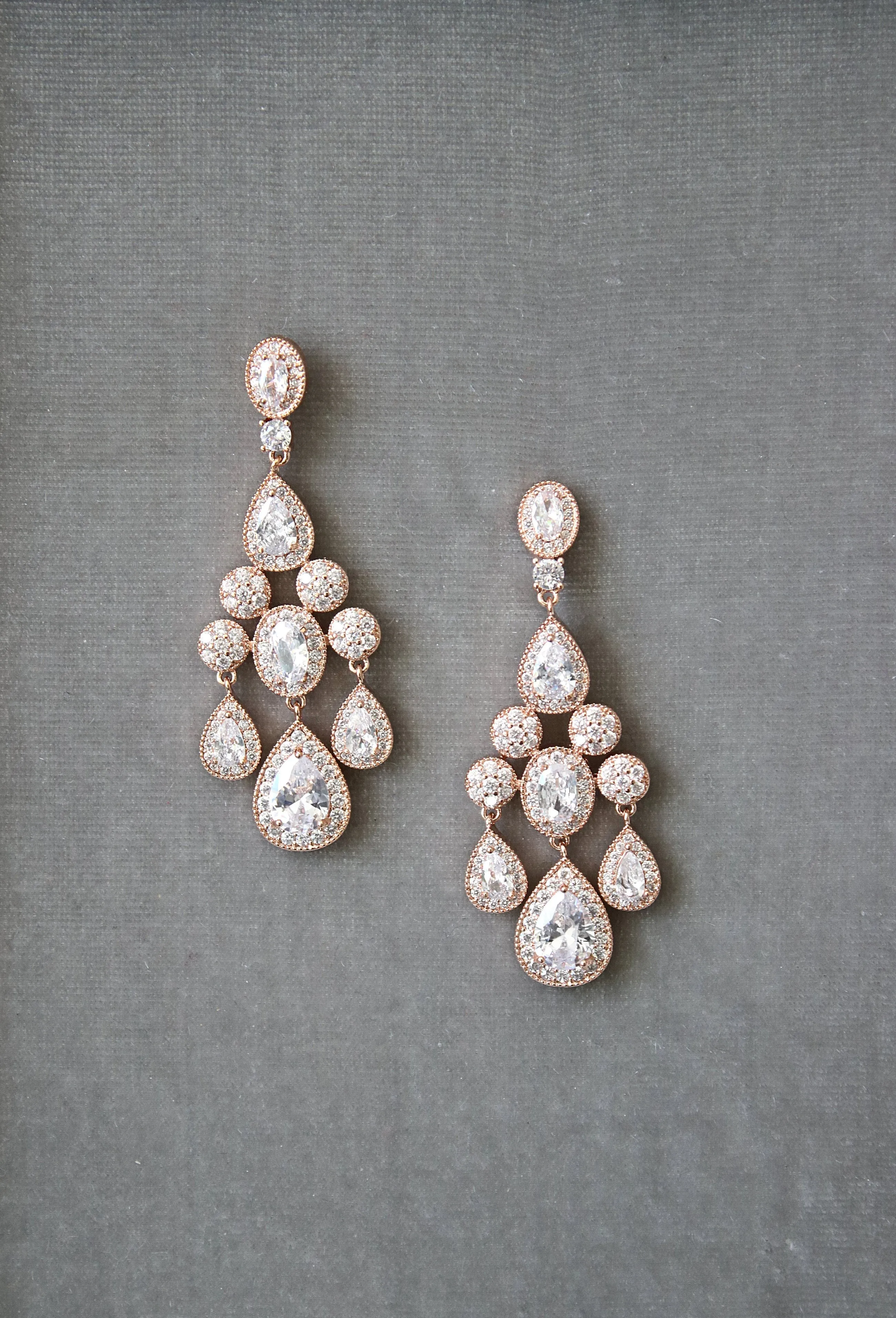 ISABELLA Silver Bridal Chandelier Earrings