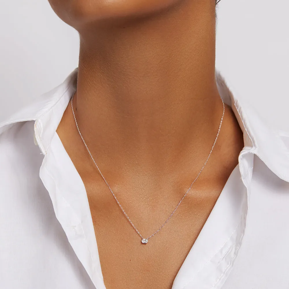 Laboratory-Grown Diamond 0.20ct Oval Necklace in Silver