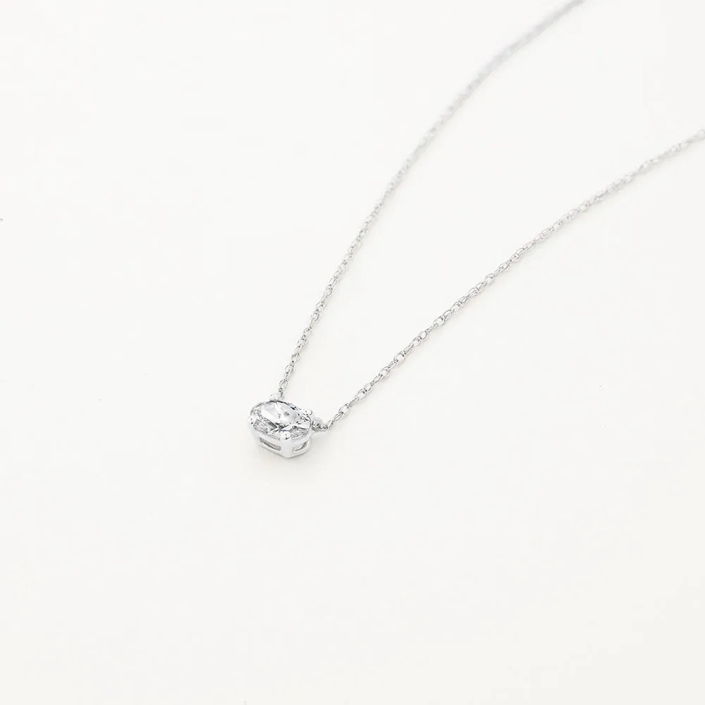 Laboratory-Grown Diamond 0.20ct Oval Necklace in Silver