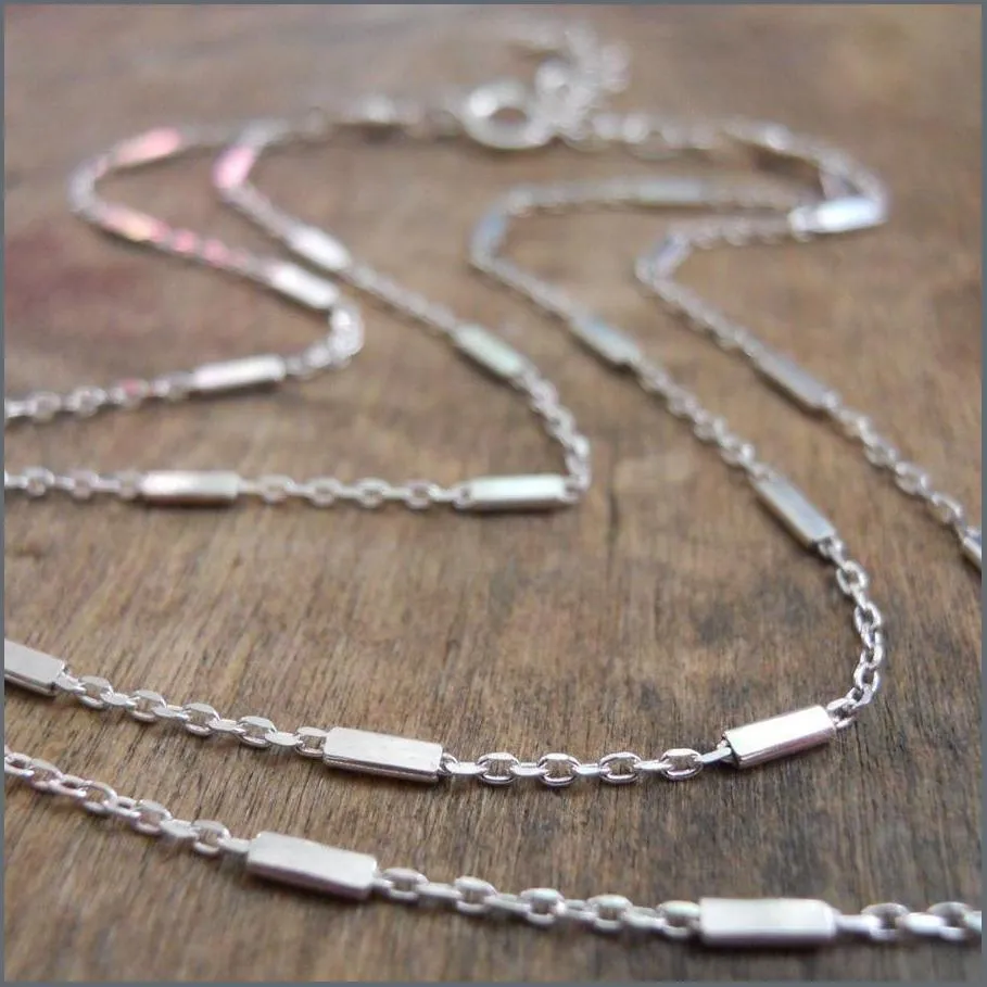 Layered Silver Ankle Bracelet with Tiny Tubes Chain, Beach Ankle
