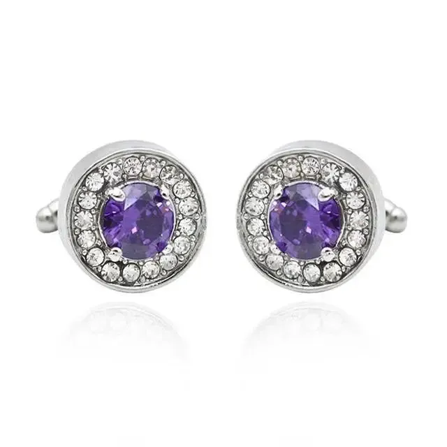 Luxury Men's Cufflinks 2025 - Crystal & Enamel Round Design for Formal Shirts & Special Occasions