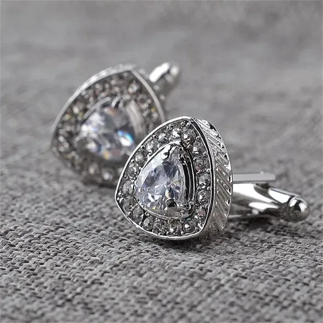 Luxury Men's Cufflinks 2025 - Crystal & Enamel Round Design for Formal Shirts & Special Occasions