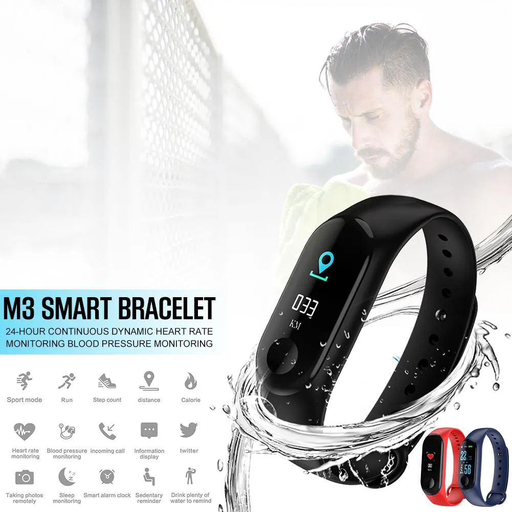 M3 Smart Watch Bracelet with Colour Screen, Heart Rate & BP Monitor