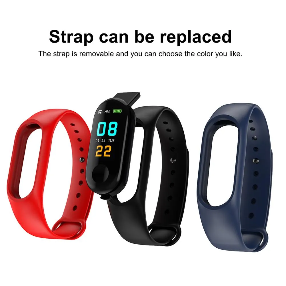 M3 Smart Watch Bracelet with Colour Screen, Heart Rate & BP Monitor
