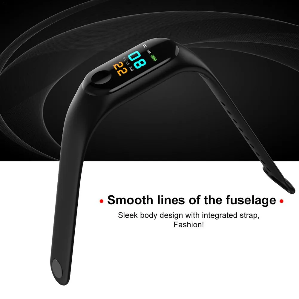 M3 Smart Watch Bracelet with Colour Screen, Heart Rate & BP Monitor