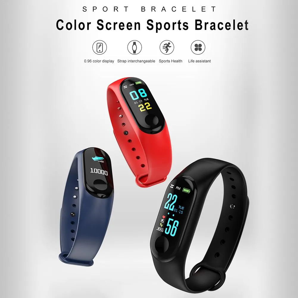 M3 Smart Watch Bracelet with Colour Screen, Heart Rate & BP Monitor