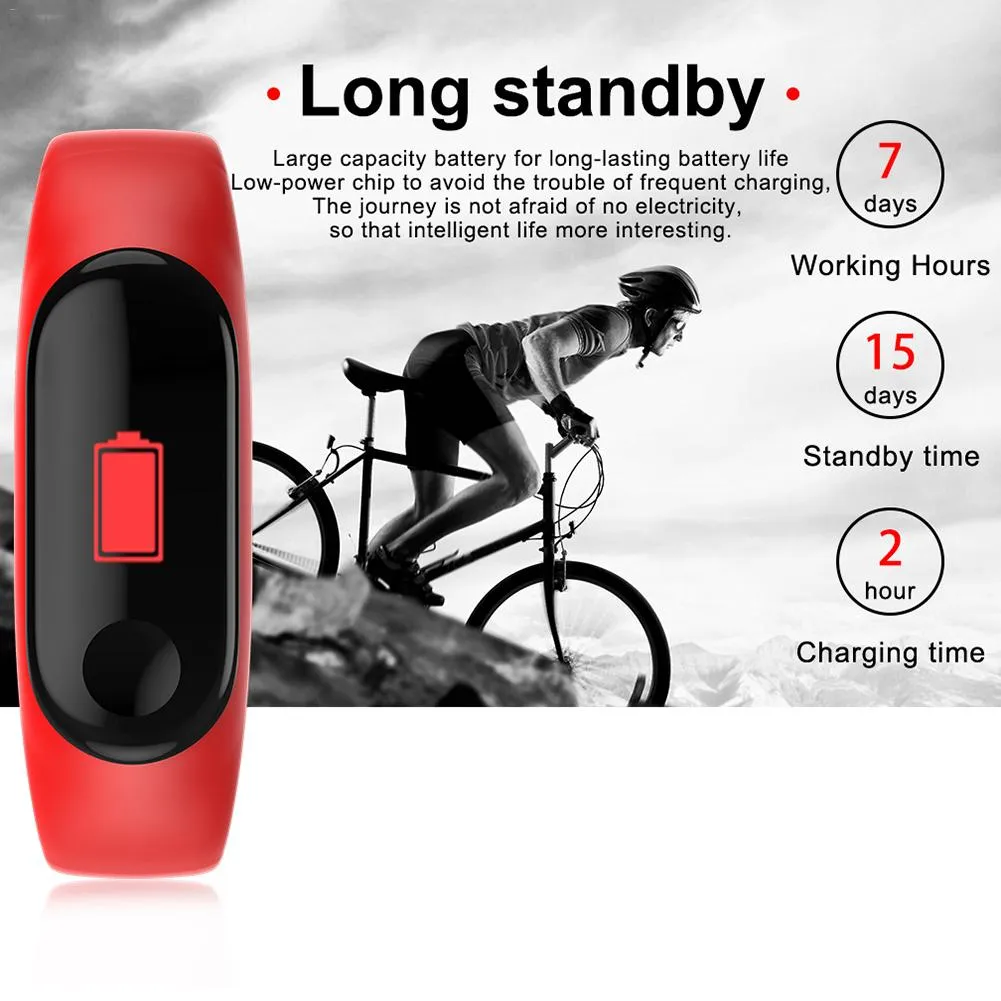 M3 Smart Watch Bracelet with Colour Screen, Heart Rate & BP Monitor