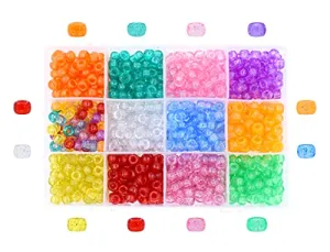 Mandala Crafts Plastic Pony Beads for Jewelry Making - Large Plastic Beads for Crafts - Bulk Assorted Barrel Big Pony Bead Kit for Bracelets Kids Crafts Hair Beads 1200 PCs 9mm
