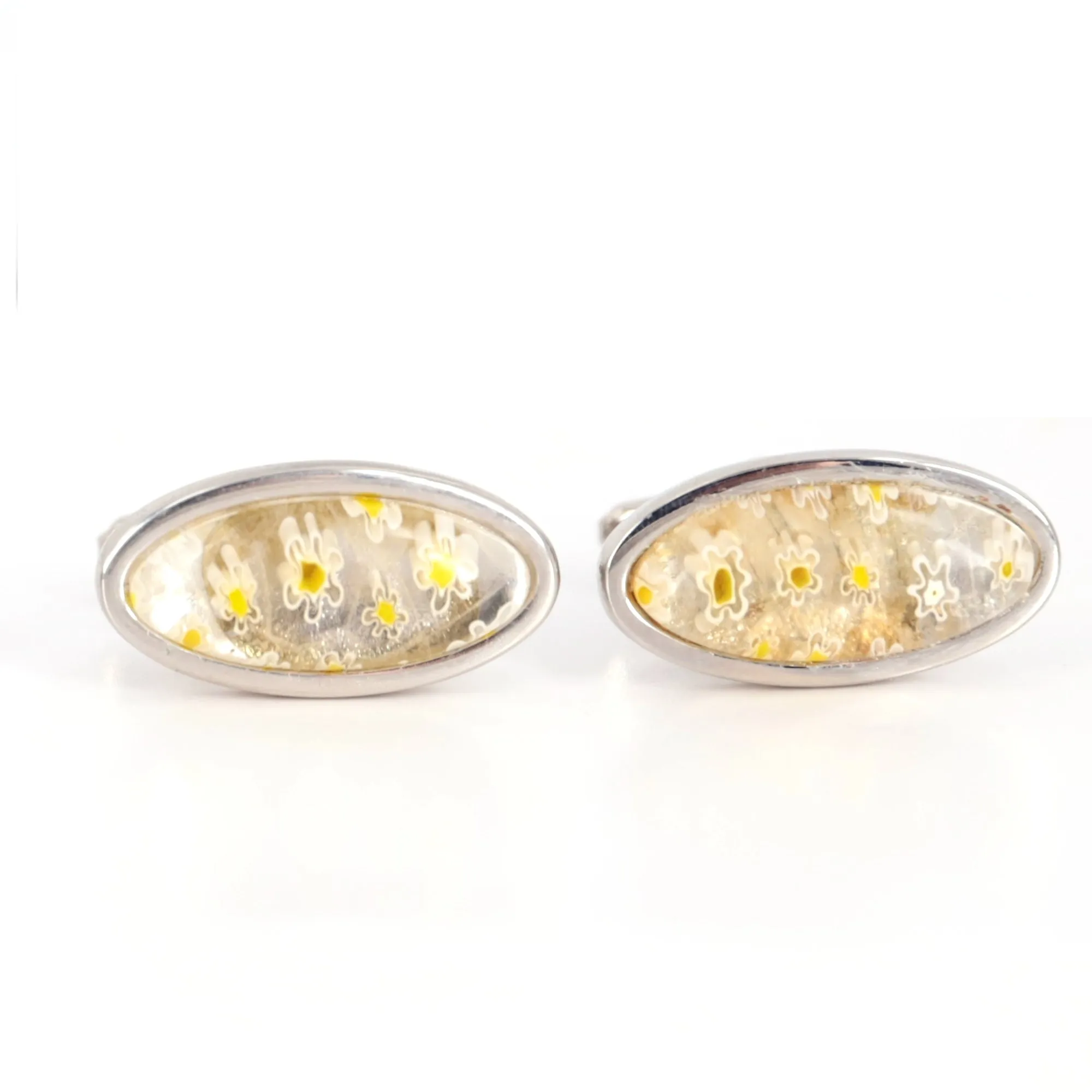 MarZthomson Yellow Flower Oval Cufflinks (Online Exclusive)