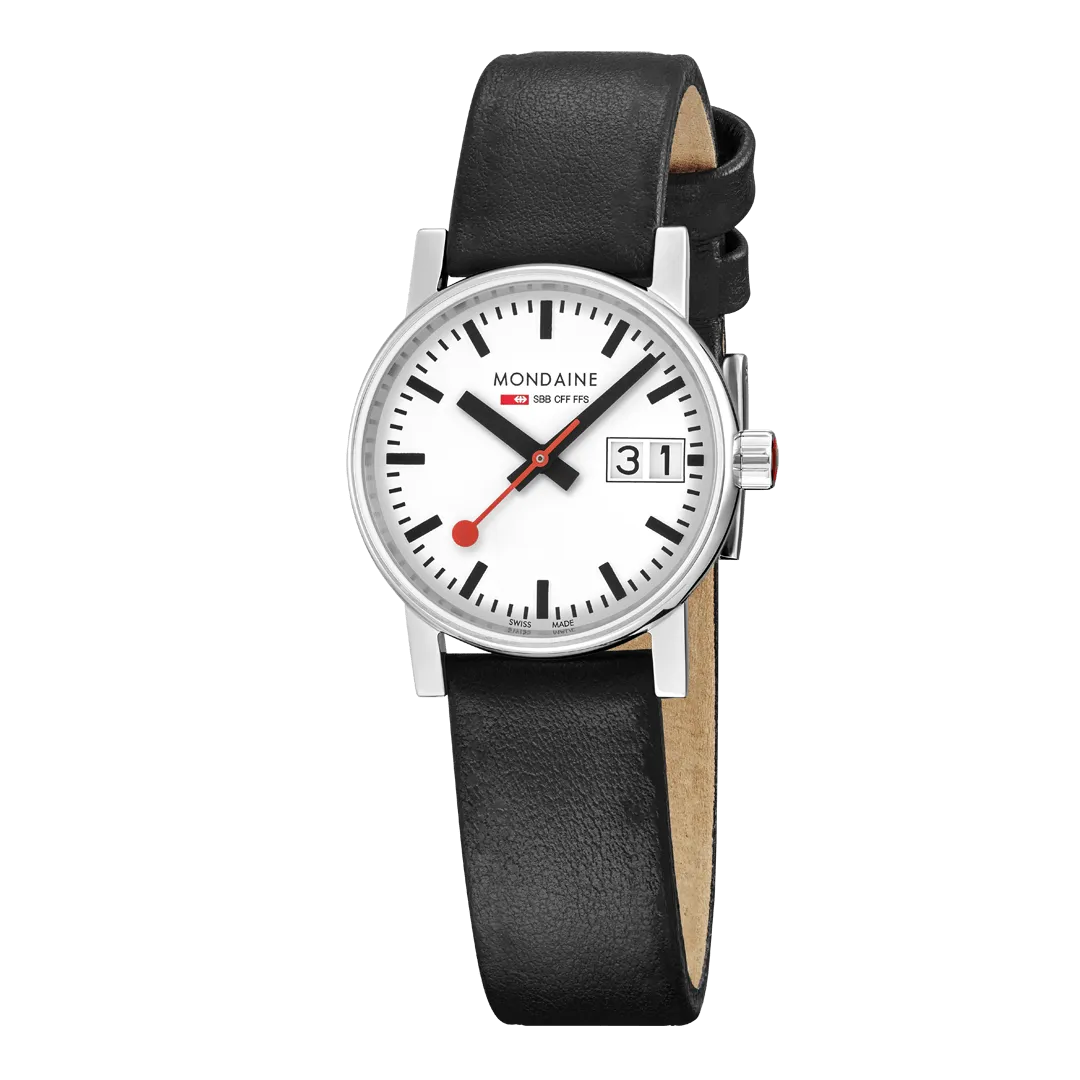MONDAINE BLACK VEGAN GRAPE LEATHER, 30 MM WATCH, MSE.30210.LBV
