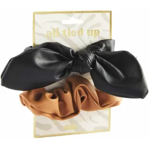Mud Pie Leather Scrunchie Set Black
