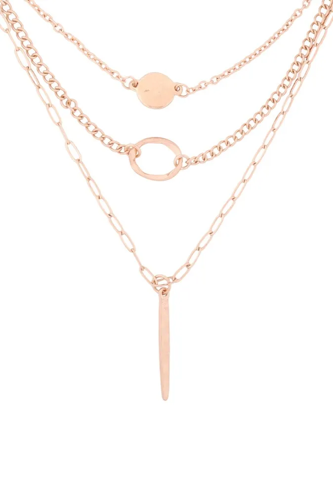 Open Circle Bar layered Necklace
