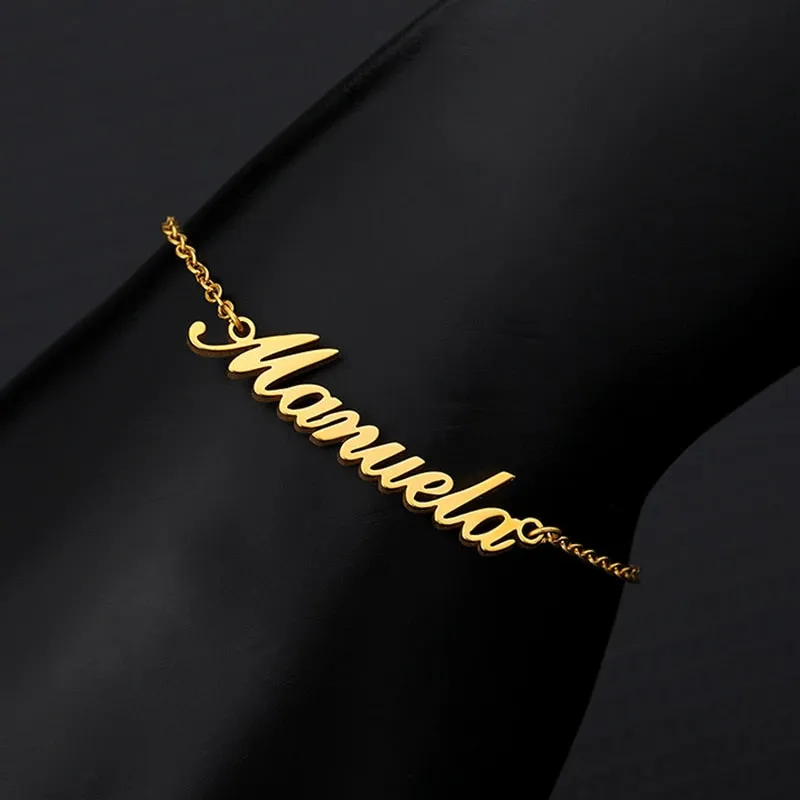 Personalized Custom Name Anklets For Women Gold Silver Color Stainless Steel Foot Chain