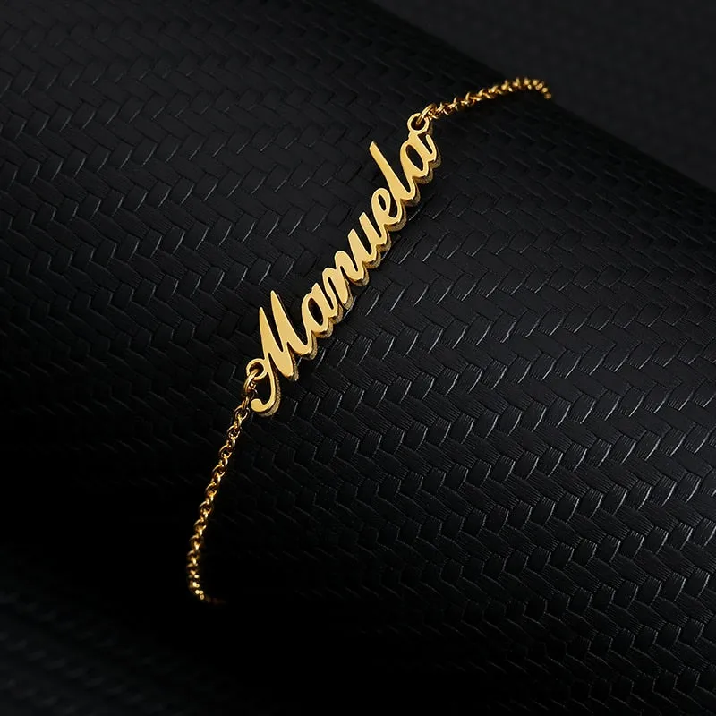 Personalized Custom Name Anklets For Women Gold Silver Color Stainless Steel Foot Chain