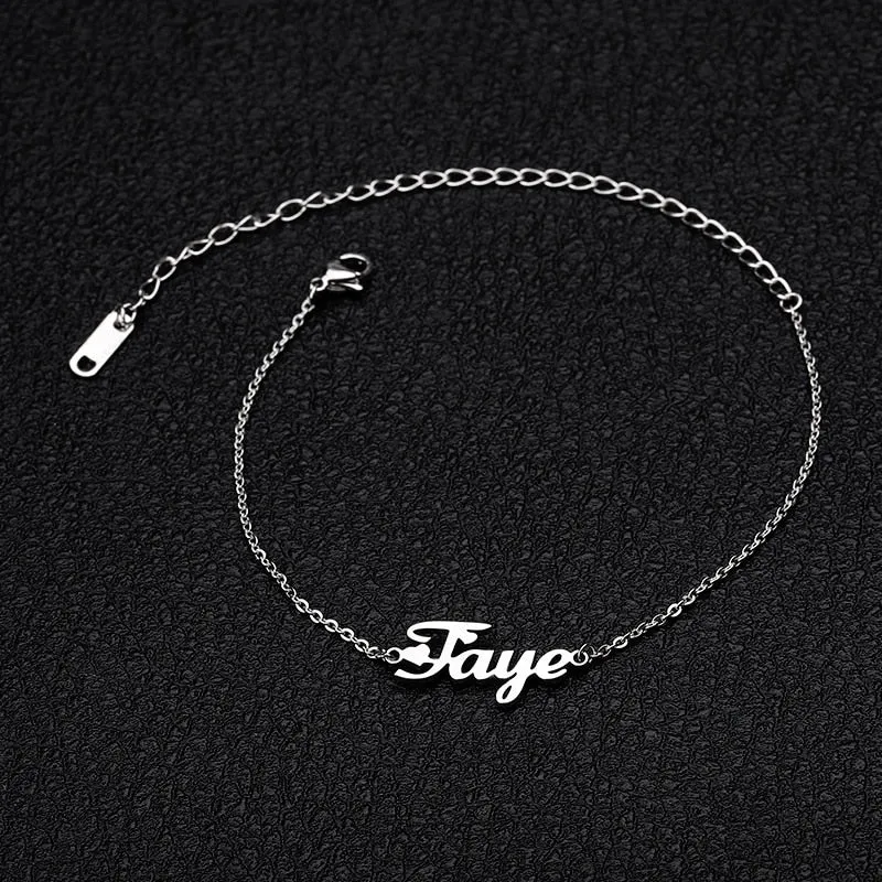 Personalized Custom Name Anklets For Women Gold Silver Color Stainless Steel Foot Chain