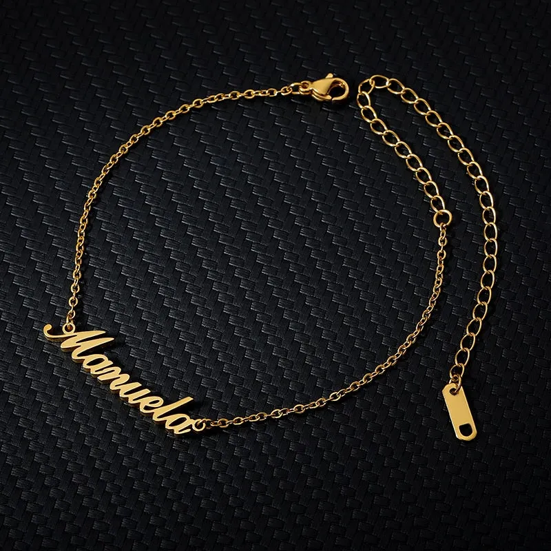 Personalized Custom Name Anklets For Women Gold Silver Color Stainless Steel Foot Chain