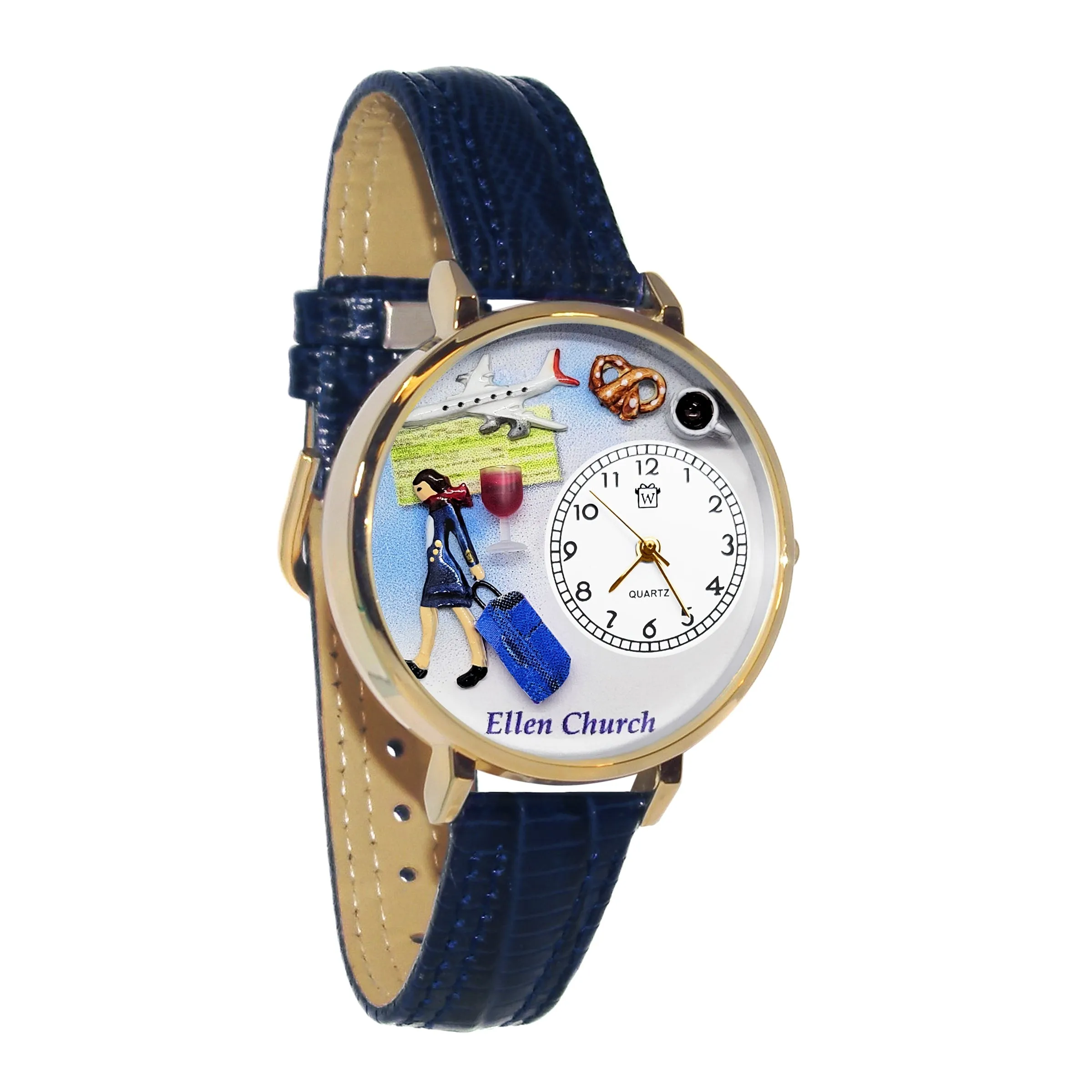 Personalized Women's Flight Attendant 3D Watch Large Style