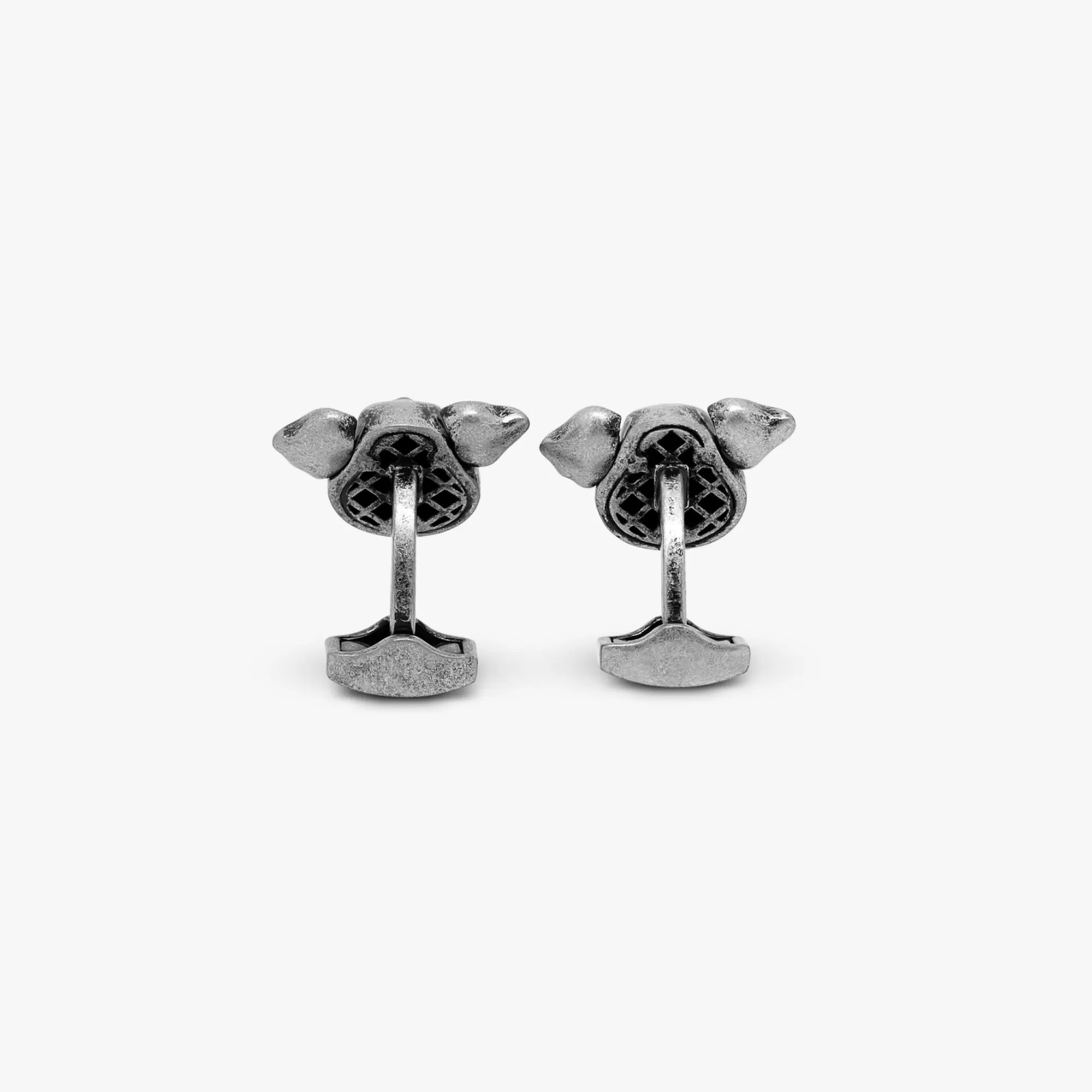 Pig mechanical cufflinks with red Swarovski elements