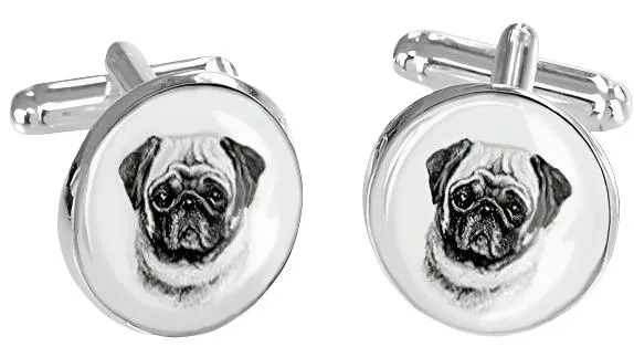 Pug Dog Dome Cufflinks