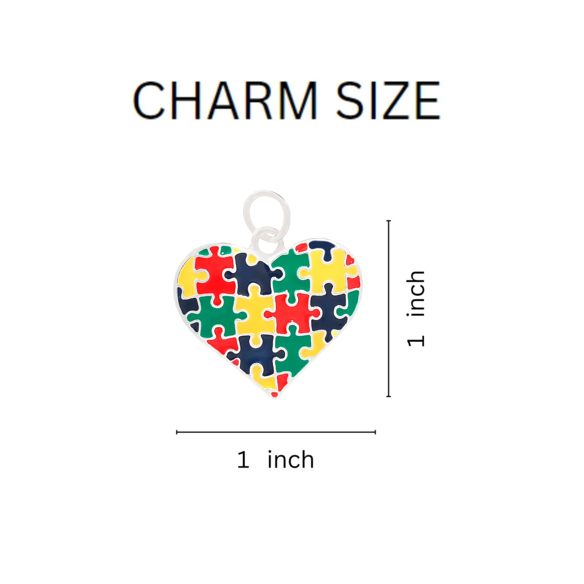 Puzzle Piece Autism Awareness Multicolored Heart Split Style Key Chains