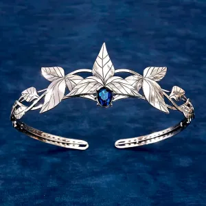 "Gwendolyn" - Silver Medieval Crown with Blue Center Stone