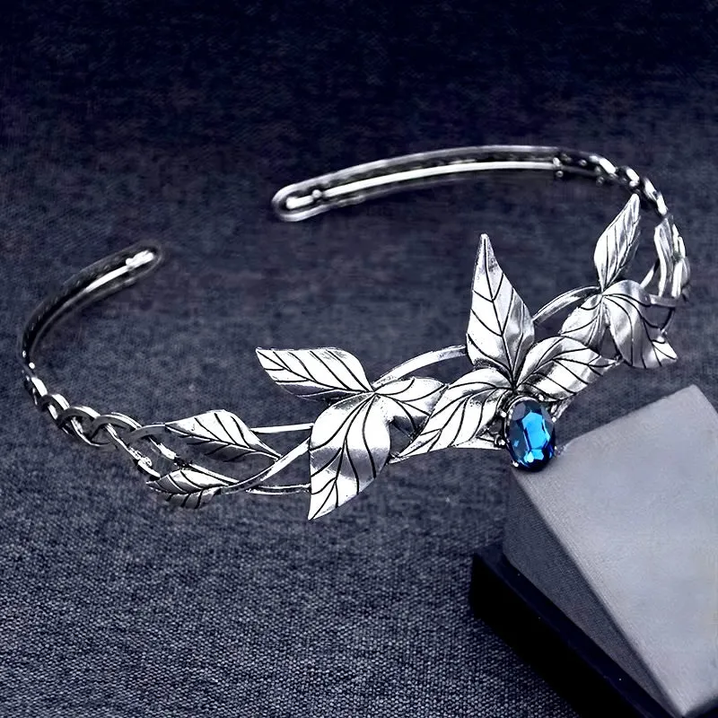 "Gwendolyn" - Silver Medieval Crown with Blue Center Stone