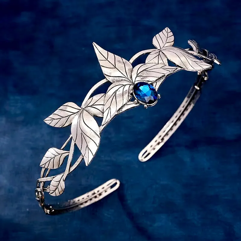 "Gwendolyn" - Silver Medieval Crown with Blue Center Stone