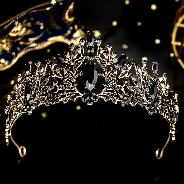 "Sigrid" - Victorian Gothic Black Bridal Tiara