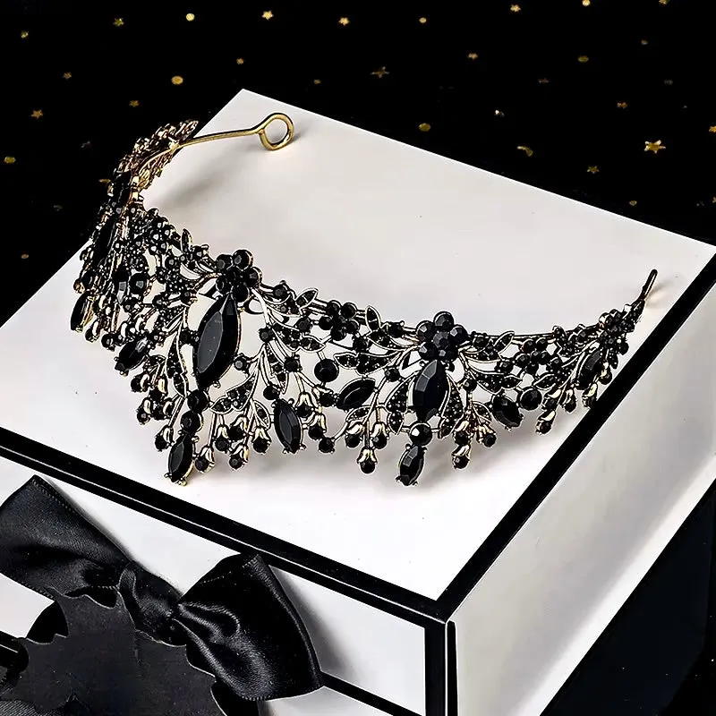 "Sigrid" - Victorian Gothic Black Bridal Tiara