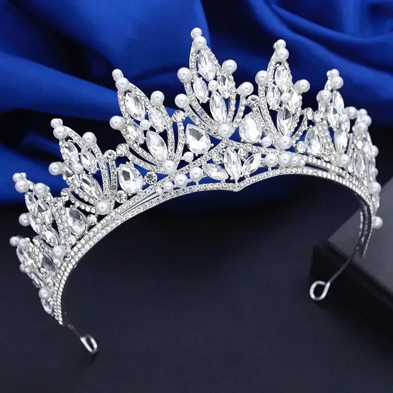 "Ventana" - Silver Pearl and Crystal Bridal Tiara