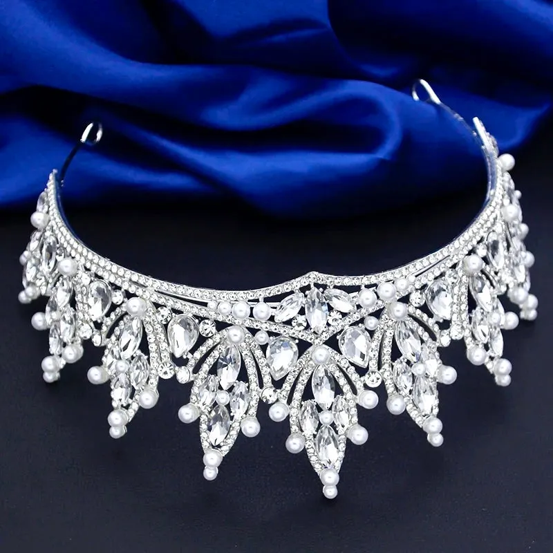 "Ventana" - Silver Pearl and Crystal Bridal Tiara
