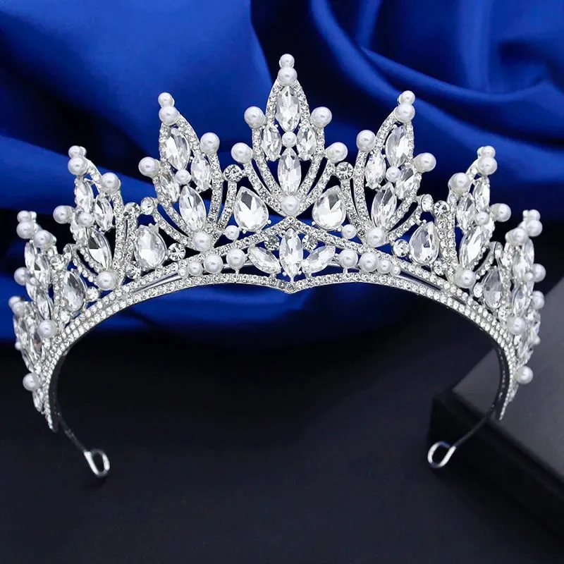 "Ventana" - Silver Pearl and Crystal Bridal Tiara