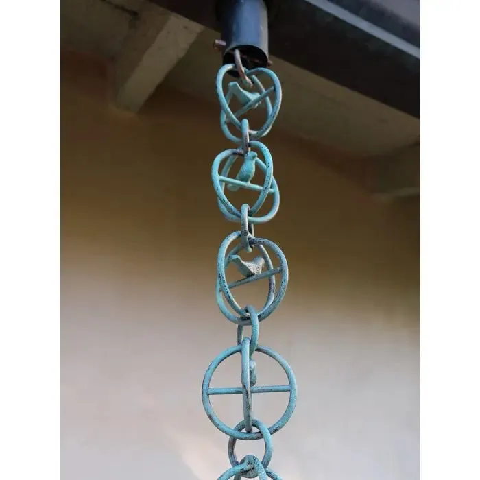 Rain Chain Copper Bird in a Cage- Patina