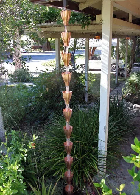 Rain Chain XL Scallop Cup in Copper