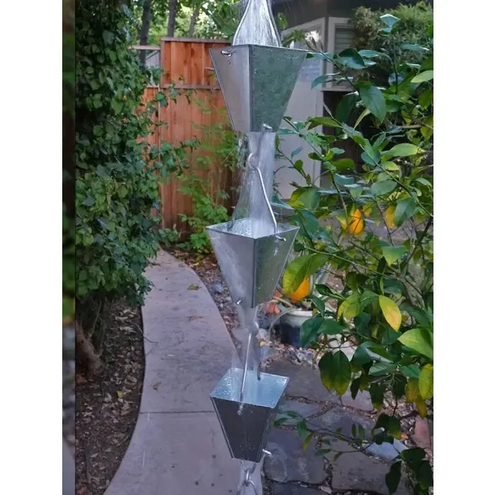 Rain Chains Square Tapered Cups-Aluminum